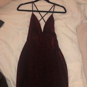 By the way red metallic bodycon mini dress backles